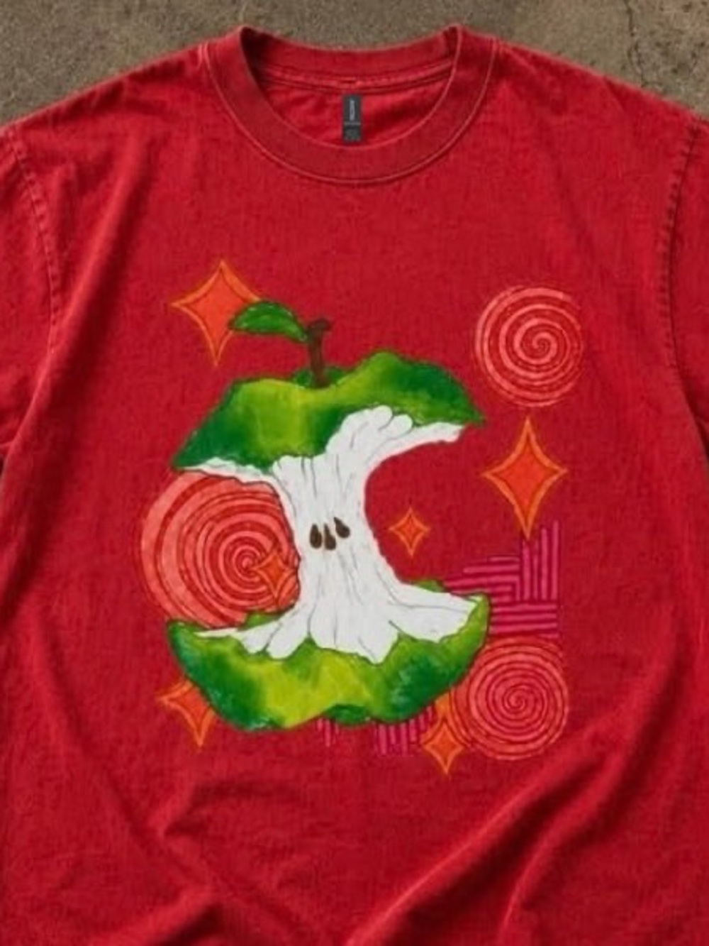 Red Green Apple Core T shirt